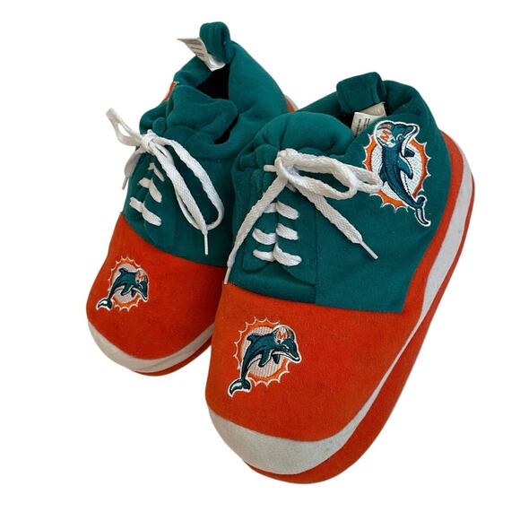 VTG 90’s NFL MIAMI DOLPHINS SHOES SLIPPERS SZ L FOOTBALL FANATIC BIG SHOES - Picture 9 of 16
